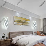 spirale incurvée applique murale moderne led blanc noir chambre coucher éclairage quotidien fixée mur