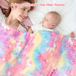 couverture licorne multicolore effet tie dye étoiles enfants moderne portable hiver