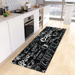 tapis cuisine rectangle motifs aliments moderne fourchettes couteaux cuillères fruits légumes