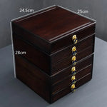 boîte thé marron tiroirs plateau poignées traditionnelle accessoire cérémonie thé pliante rangement ménage moderne