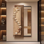 étagère murale moderne plateaux coquillage texture bois géométrique accessoire maison salon minimaliste