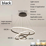lustre moderne minimaliste suspension câbles noir or blanc concentrique led chambre salon