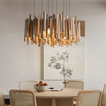 suspension lumineuse bois moderne ligne verticale marron clair finition brillante led scandinave