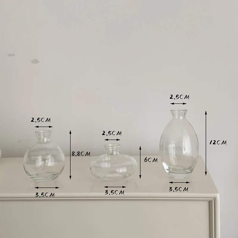vases verre modernes transparents bleu gris arrangement fleurs table maison