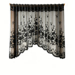 rideau arqué dentelle noir floral transparent vintage romantique decoration boheme