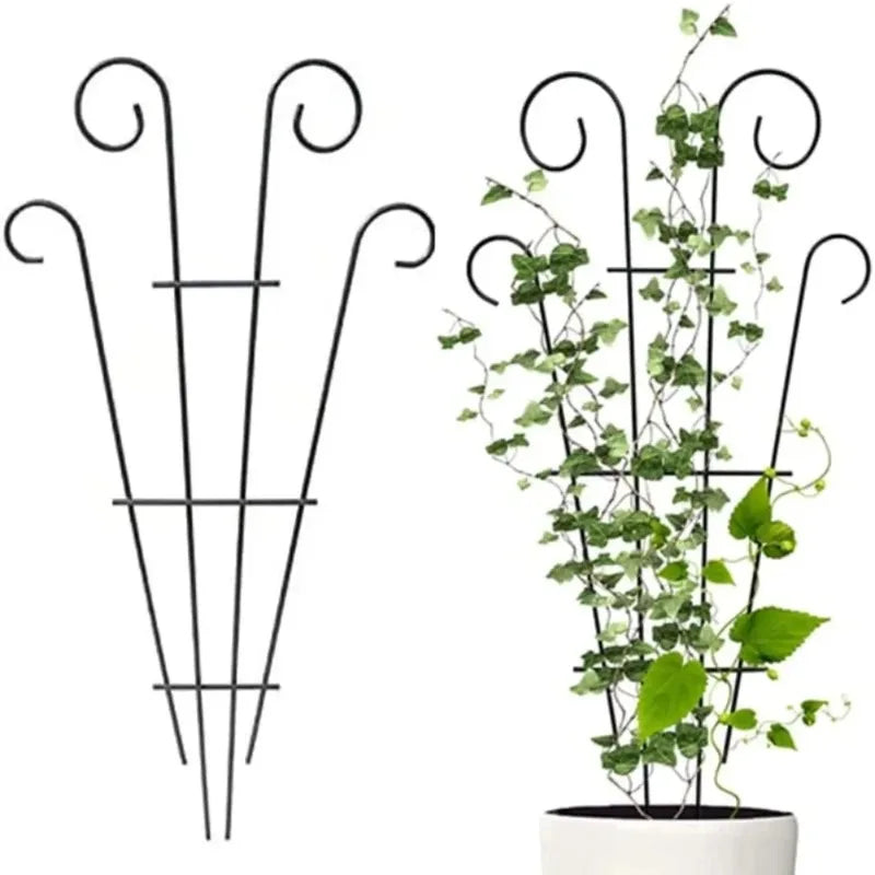 support plantes grimpantes métal noir spirales décoratives vintage pot fleurs pothos roses