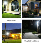 projecteur led extérieur noir capteur mouvement étanche aluminium mur jardin sécurité