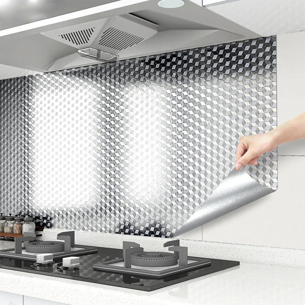 film adhésif décoratif moderne motif hexagonal argenté gris résistant l'eau mur meuble évier comptoir
