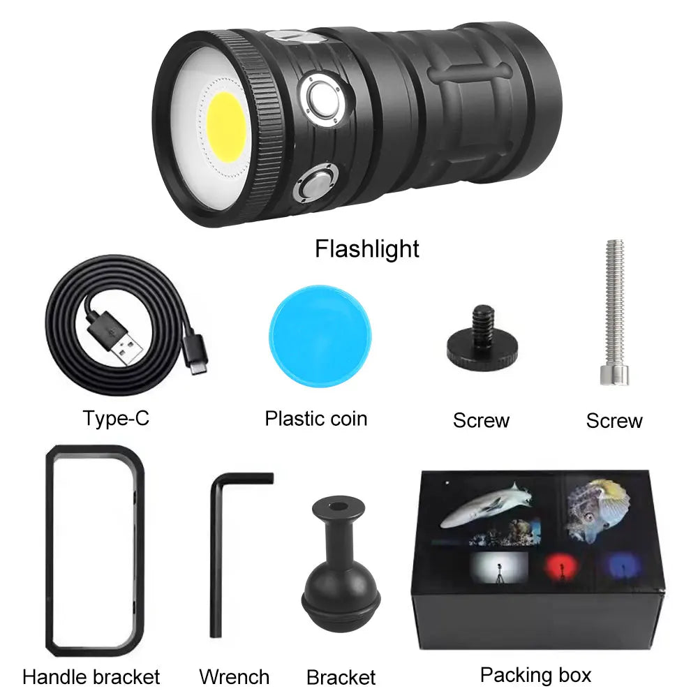 lampe torche sous marine led rechargeable intense éblouissante robuste moderne poignée