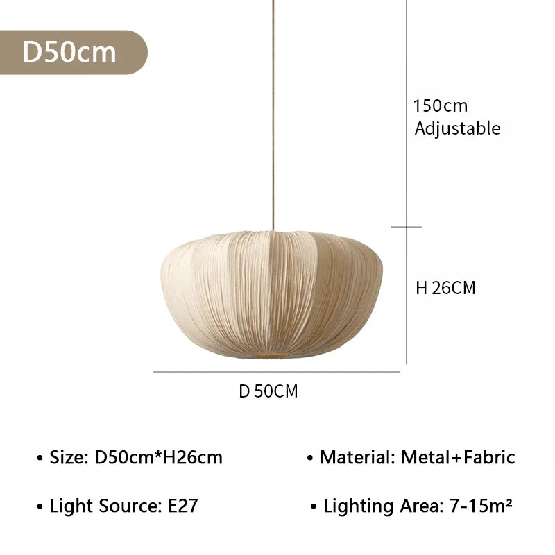 Suspension lumineuse tissu beige rayures moderne câble suspendu 249 2000 lumens 90 260V