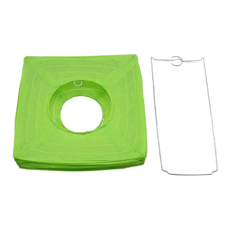 lanternes carrées papier plissé blanc orange vert rouge jaune simple décoratif anneau cordon métallique