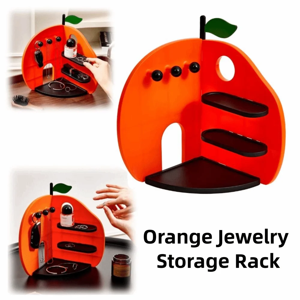 support rangement bijoux orange moderne stable multifonctionnel.texture lisse brillante