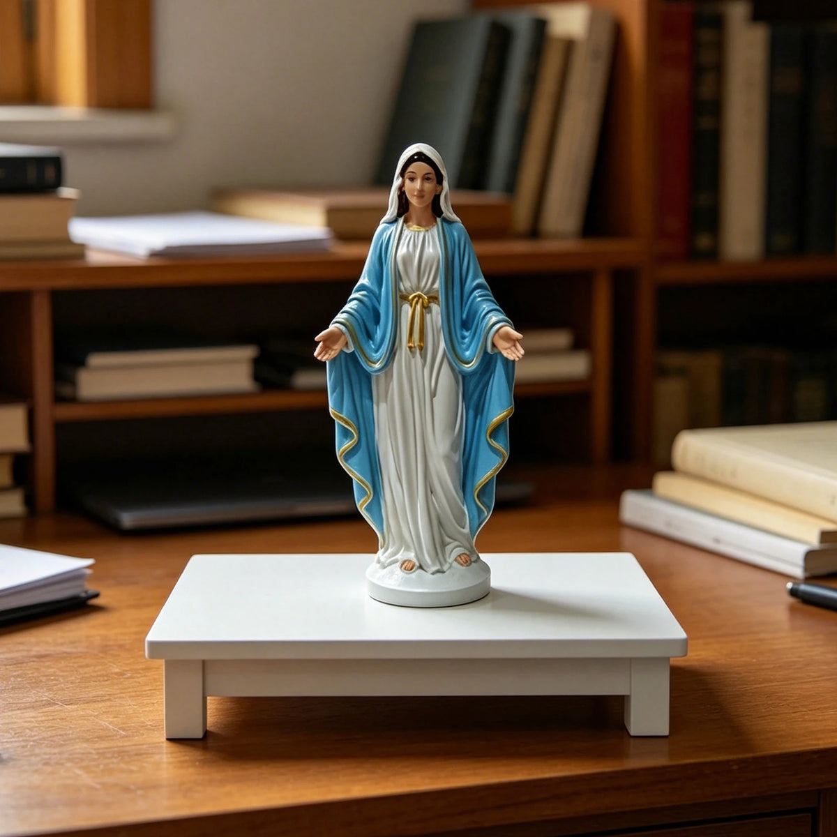 statue sacre coeur jesus resine dorée bras ouverts decoration maison religieuse 18cm