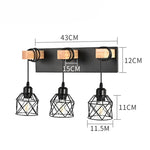 applique murale industrielle triple ampoule noir bois clair vintage mur trois lumières