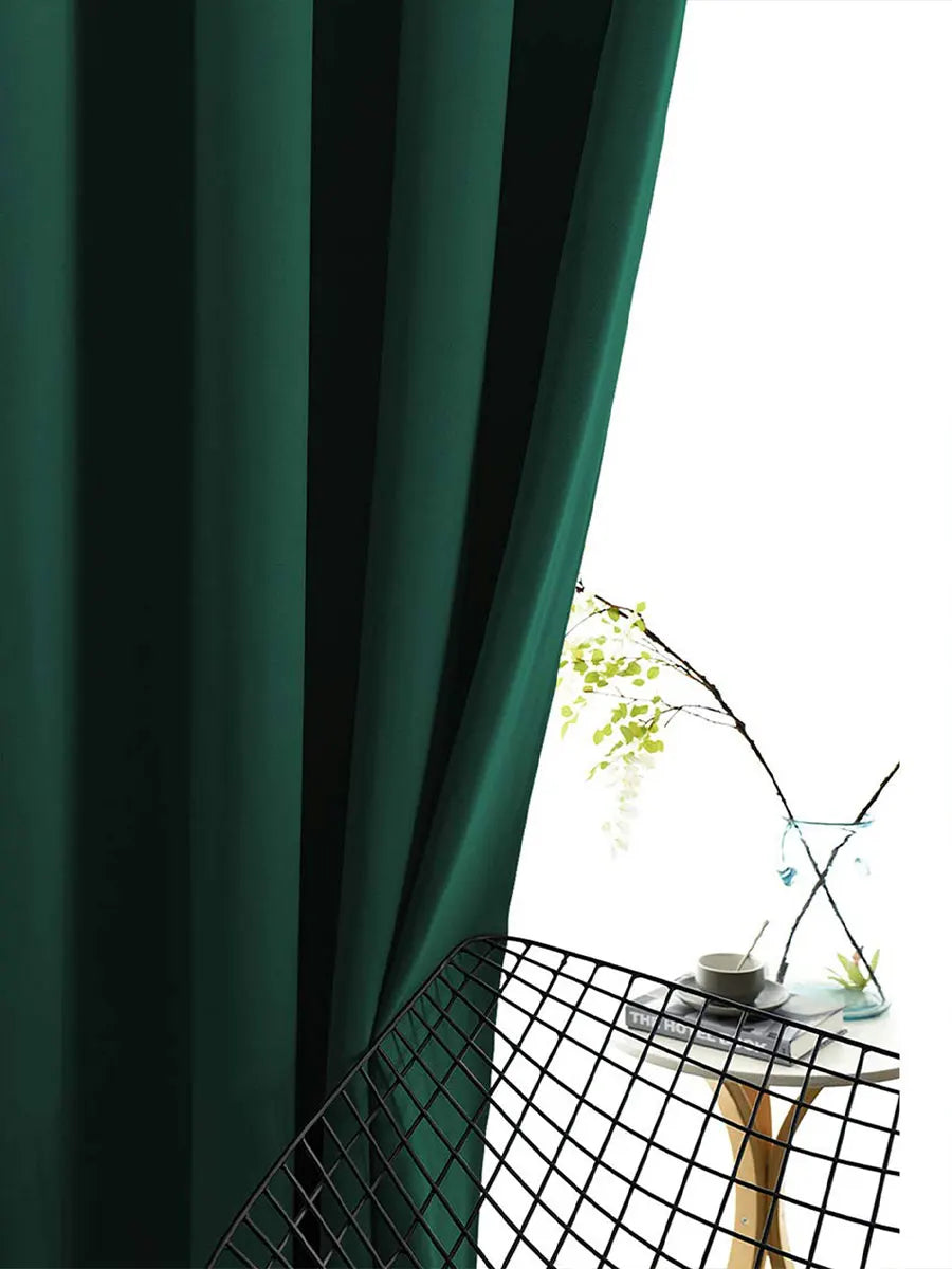 rideau vert foncé moderne métalliques opacité polyester uni chambre salon fenêtre
