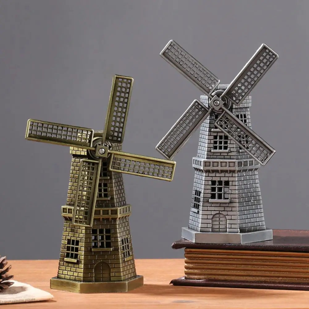 décoration intérieure vintage miniature moulin vent bronze ornements rustiques figurines