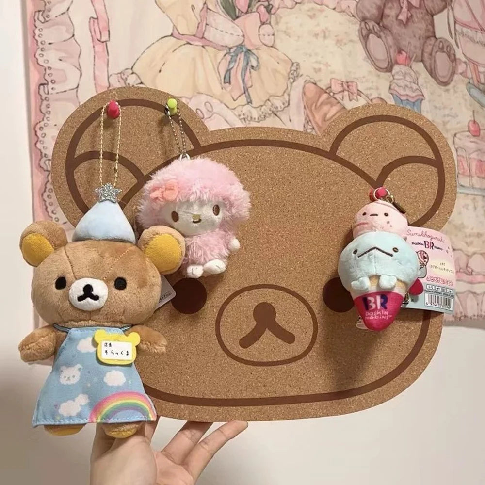 panneau décoratif ours rilakkuma porte clés manga fleurs séchées kawaii mignon polaroid papier fané