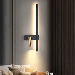 lampe murale led moderne fixée mur éclairage vertical minimaliste noir doré