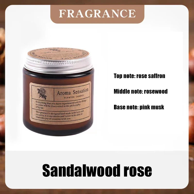 bougie parfumée soja sans fumée aromathérapie forme coupe marron clair étiquette blanche minimaliste hand