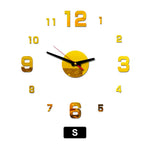 horloge murale moderne aiguille led transparente effet miroir noir argenté doré blanc minimaliste facile