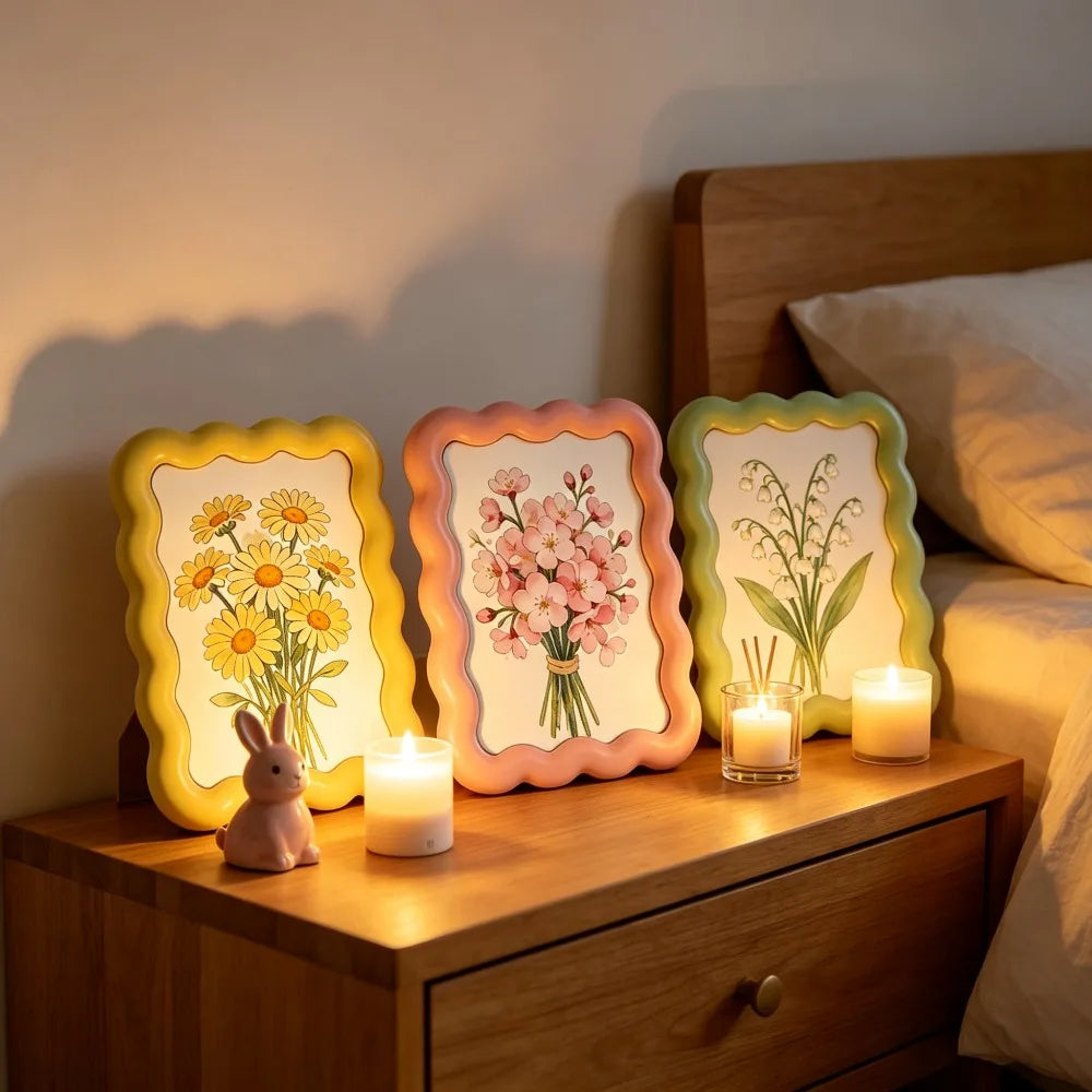 cadres décoratifs fleurs vintage romantique chrysanthèmes roses lys chambre salon maison