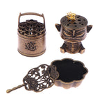 brûleur d'encens laiton bronze doré motif floral traditionnel méditation décoration maison