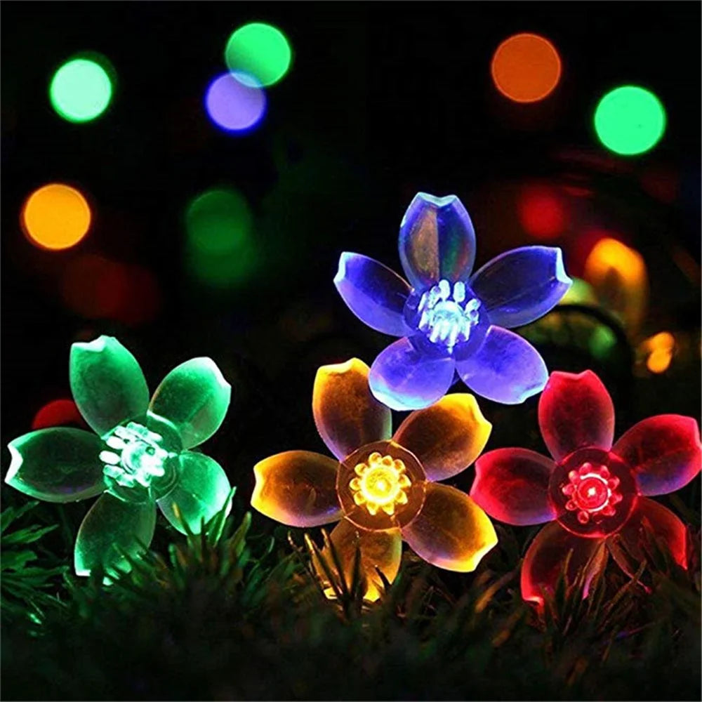 guirlandes solaires led fleurs stylisées multicolore moderne extérieur autoinstallation festive deco jardin
