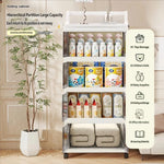 meuble rangement pliable blanc roulettes portes poignées dorées vêtements