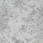 tissu polyester fleurs feuilles imprimé blanc gris classique vintage 150cm