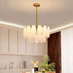 lustre moderne suspension or blanc translucide verre veineux led chambre salon