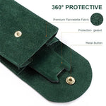pochette rangement montre velours vert bouton métallique protection anti choc sac emballage bijoux