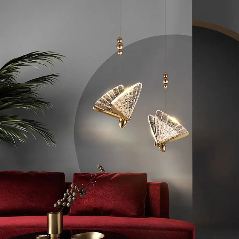 Lampes suspendues papillon or blanc moderne salle bain salon chambrehôtel