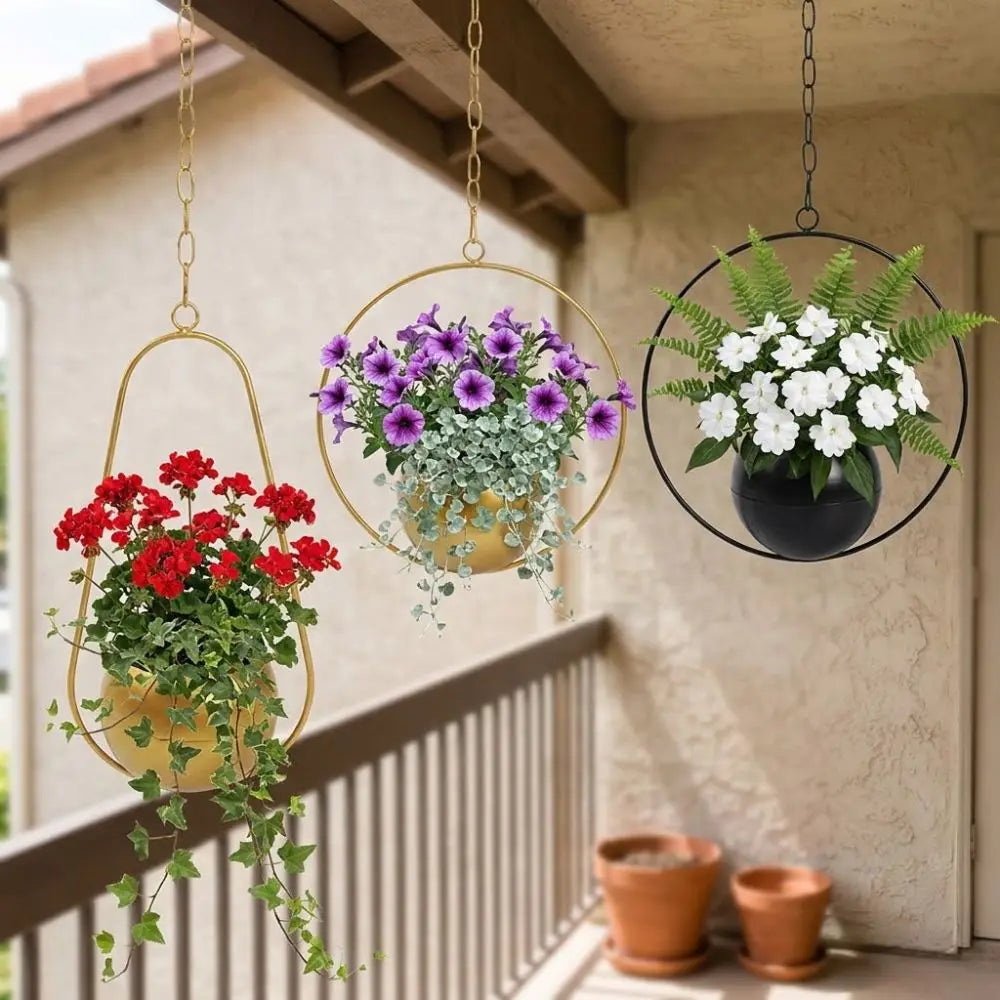 pots fleurs suspendus or noir modernes minimalistes chaîne résistants usure