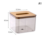 boîte mouchoirs moderne plastique transparent texture bois papier toilette élégant rangement salon