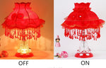 lampe table vintage rose chambre enfant abat jour dentelle interrupteur bouton led romantique chambre