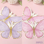 serviettes papier papillon violet rose bleu détails dorés fêtes usage unique pack 20 illustration