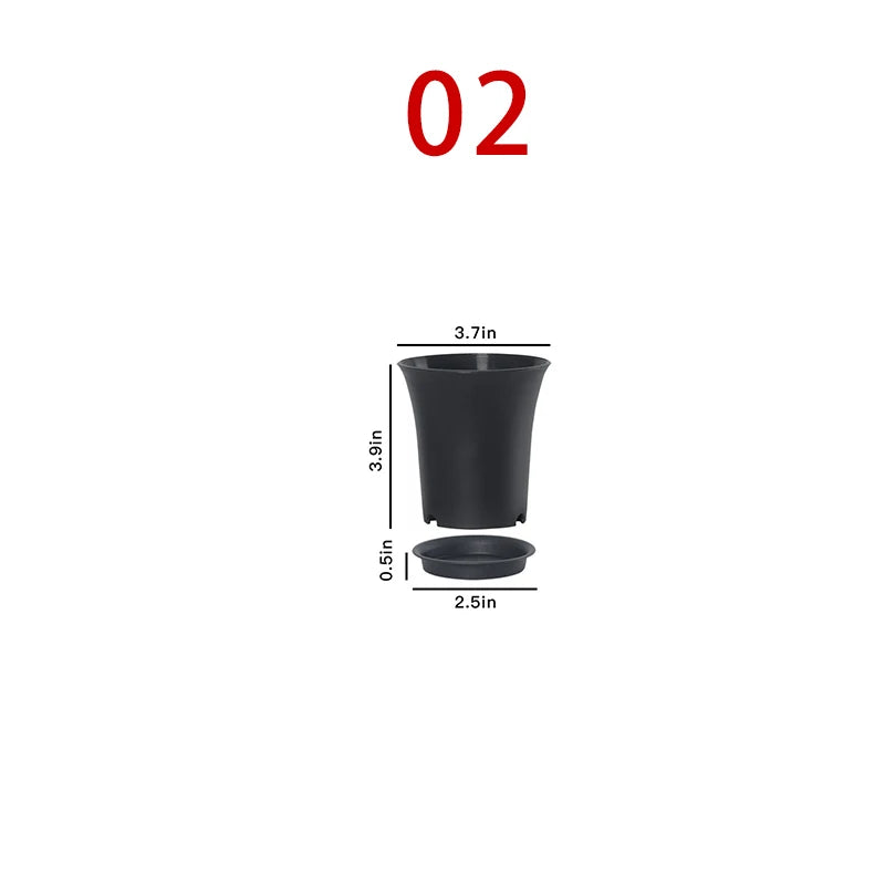 pots fleurs noirs modernes plastique plateau différentes tailles jardinage durable