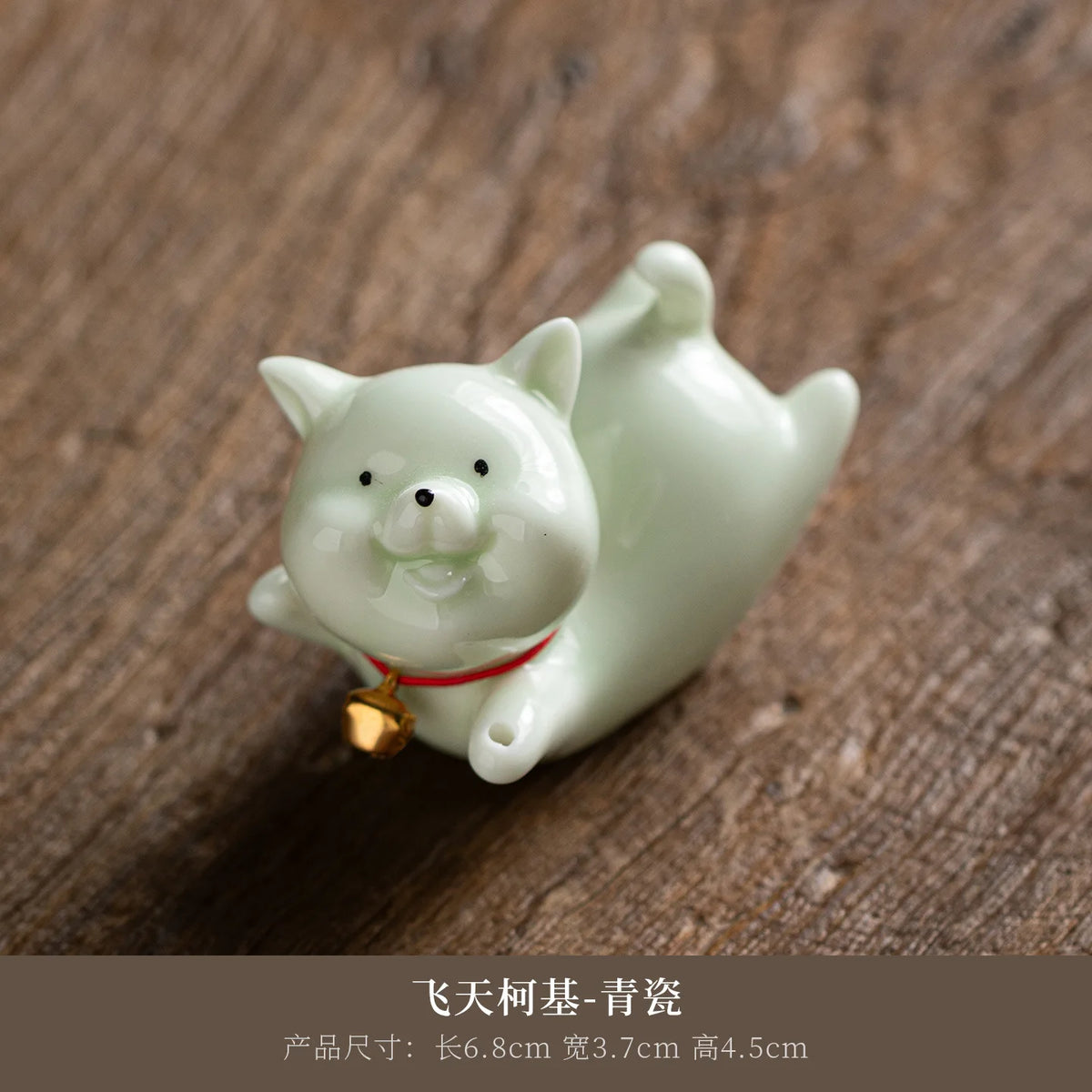 statuette chat vert clair céramique artisanale salon décoration incense apaisante moderne