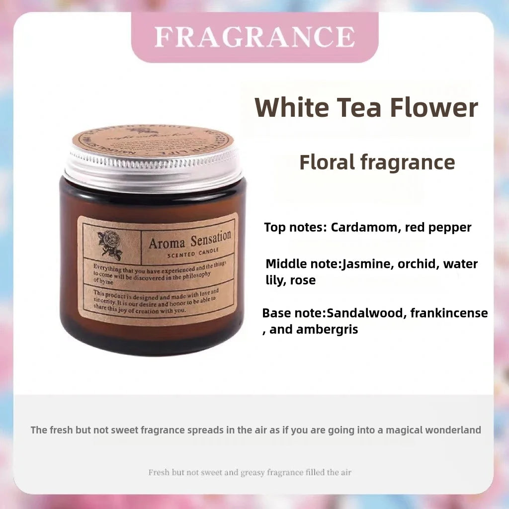 bougies parfumées cire soja marron clair étiquette blanche aromathérapie décoration maison cadeau événementNELLE luxE