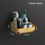 étagère rangement murale adhésive bleu jaune blanc moderne bouteilles flacons pots cosmétiques salle bains