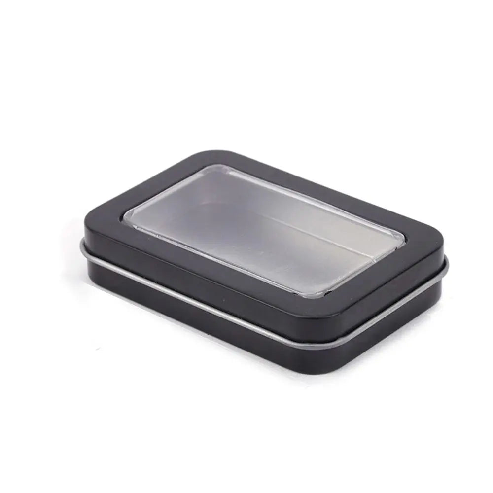 boîte métallique réutilisable noir mat classique rangement ongles artificiels respectueux environnement transparent fil écouteur