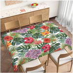 nappe imperméable réutilisable fleurs tropicales moderne verte rouge orangée table manger polyester