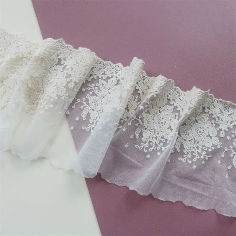 ruban dentelle fleurs blanches mariage translucide classique élasthanne polyester largeur sixteen cm erotique deco