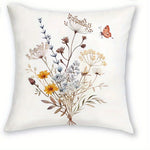 taies d'oreiller imprimées motif floral papillons moderne polyester blanc zip 40x40cm 45x45cm 50x50cm 60x60cm