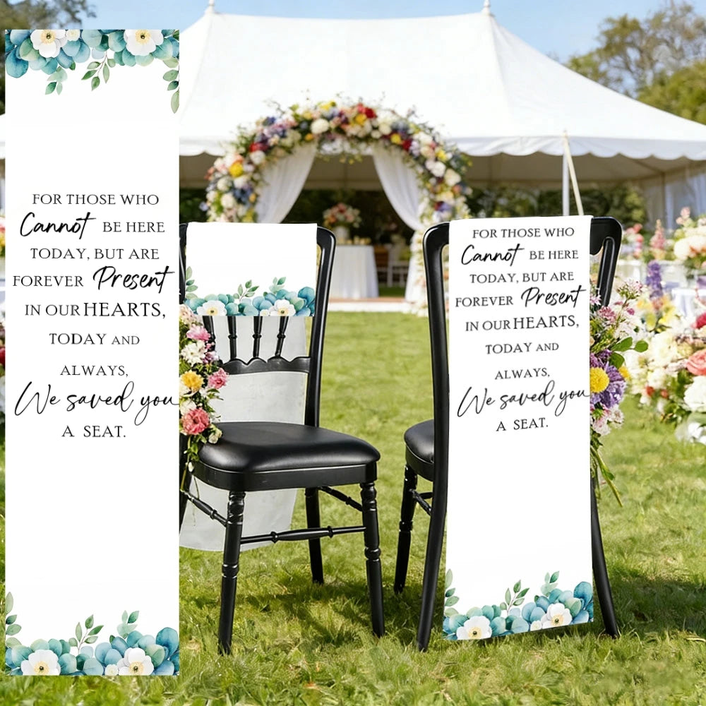 bannière mariage commémorative lettrage blanc vert bordure élégante clips decoration événement festive polyester