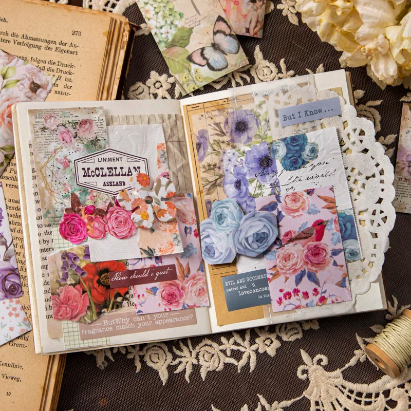autocollants fleurs vintage multicolores scrapbooking artisanat diy cartes postales etiquettes papier decoratif
