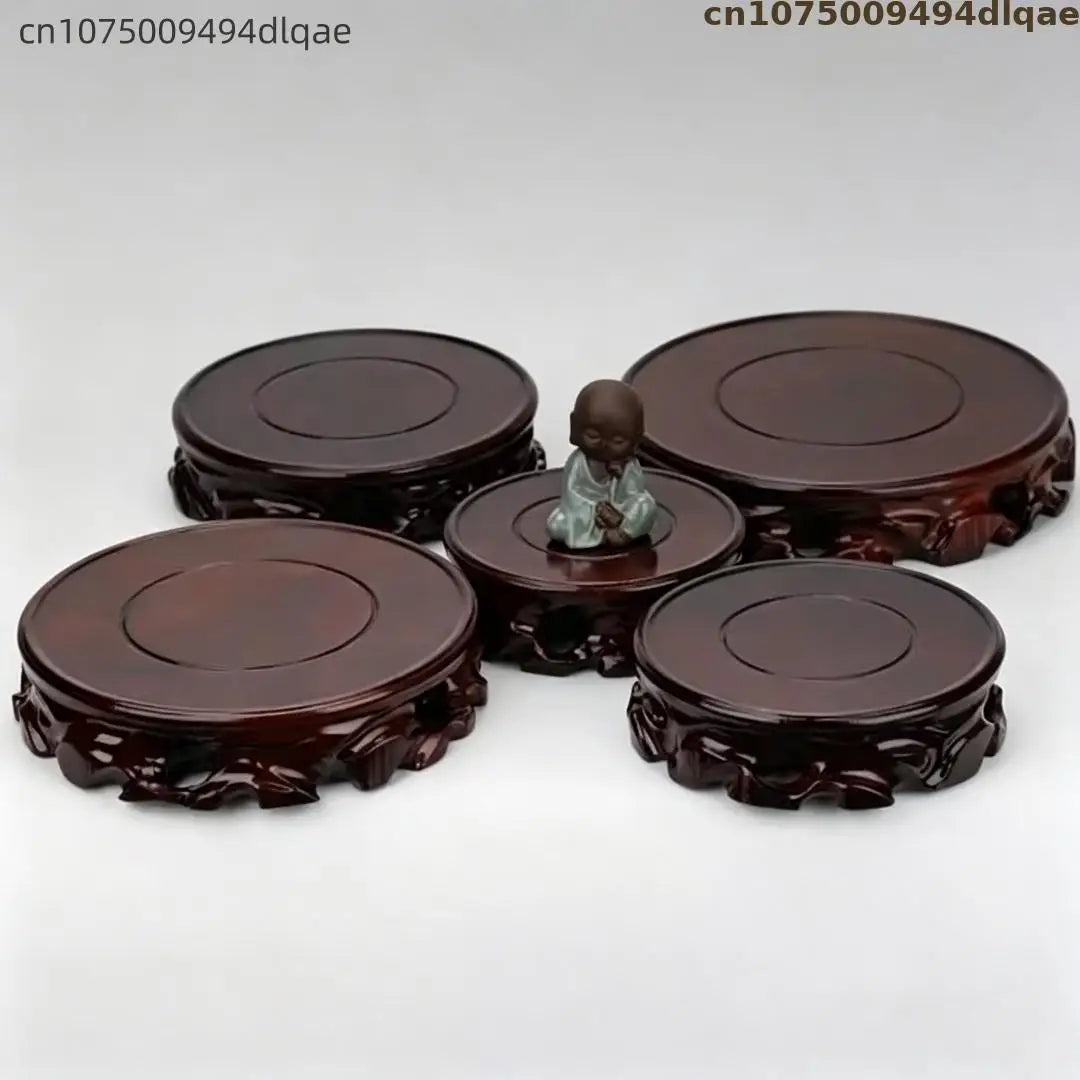 support bois marron sculpté motifs floraux artisanal objets decoratifs standalone deco marron floral