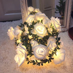guirlande lumineuse rose feuilles vert festifs decoration mariage noel anniversaire blanc orange