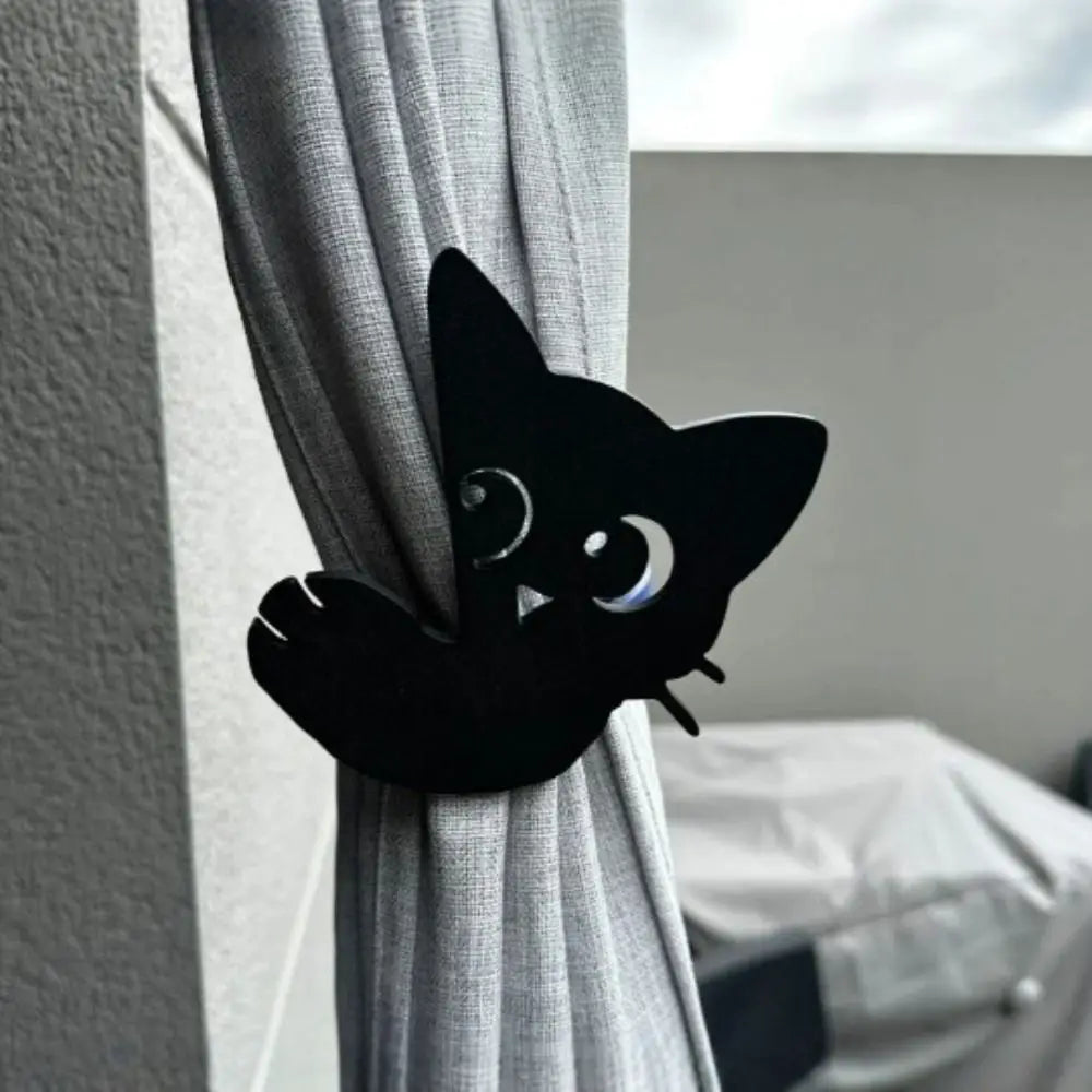 accessoires fenetre deco moderne chat noir impression 3d adhésif polyester coton ajustable gite