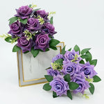 bouquet roses artificielles violet rose orange blanc moderne exposition extérieur soie